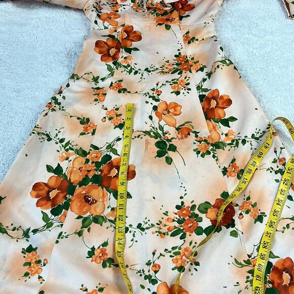 Vintage 70s does Victorian unbranded ruffled orange floral maxi dress, small - Picture 12 of 16